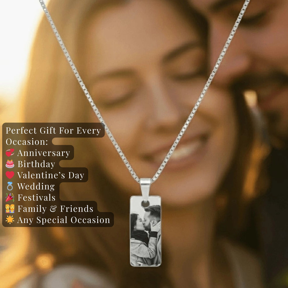 Couple Photo Engraved Necklace