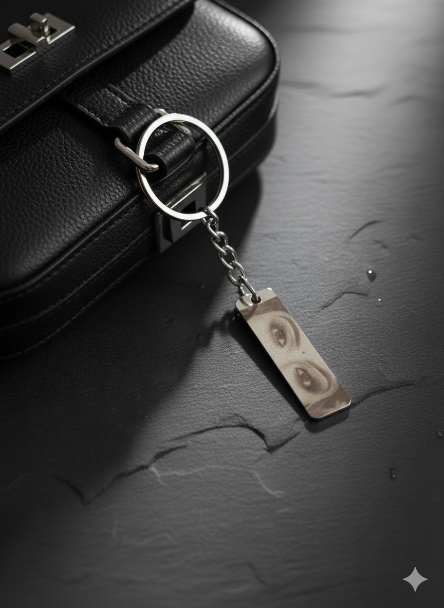 Personalized Photo Eye Keychain – Silver