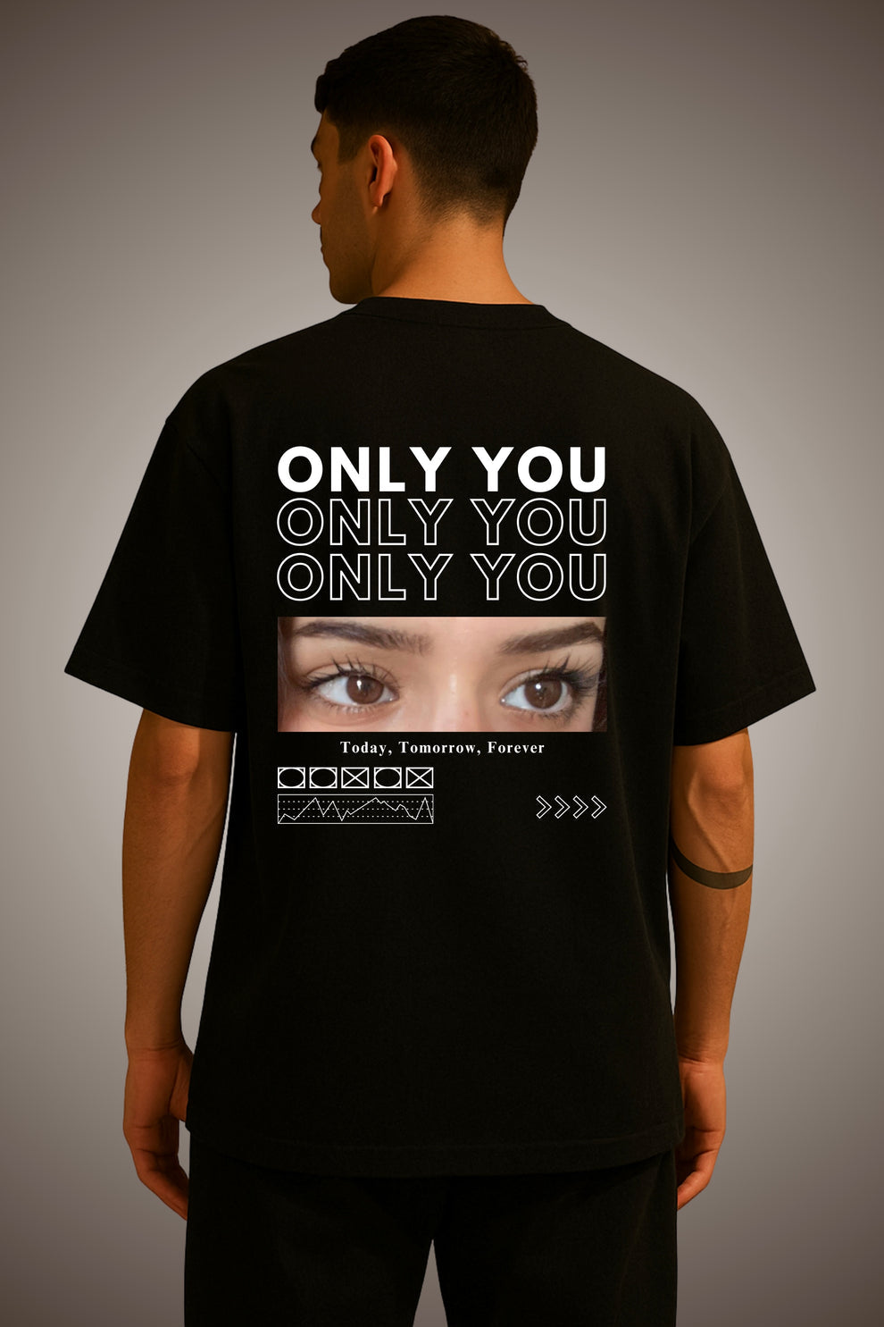 Only You Custom Eye Photo Oversized T-shirt - Back Print Only (For Girlfriend/Boyfriend)