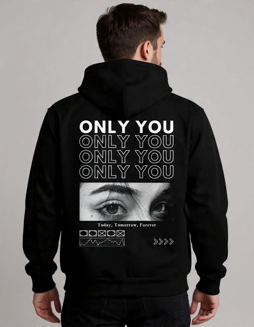 Only You Custom Eye Photo Hoodie - Back Print Only (For Girlfriend/Boyfriend)