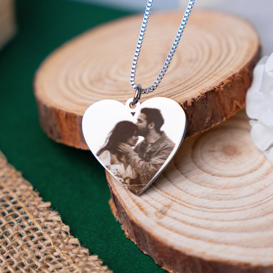 Silver Heart Photo Necklace