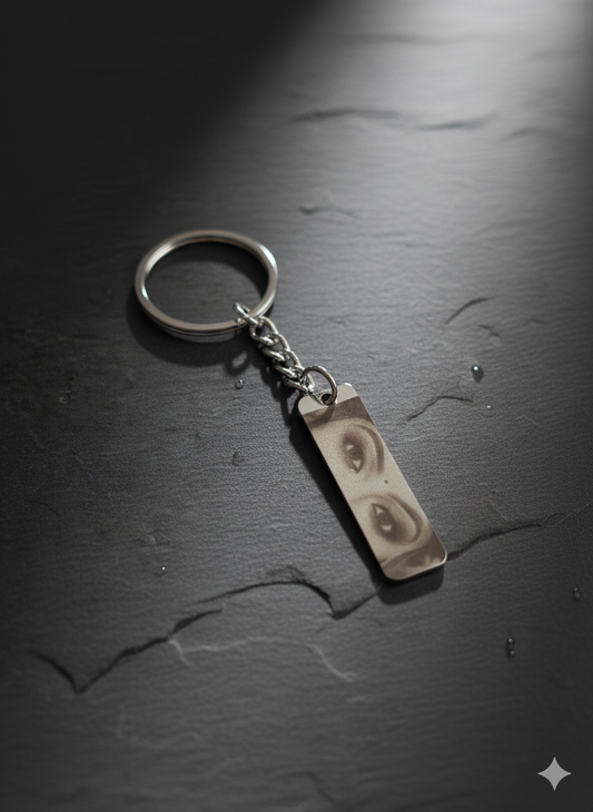 Personalized Photo Eye Keychain – Silver