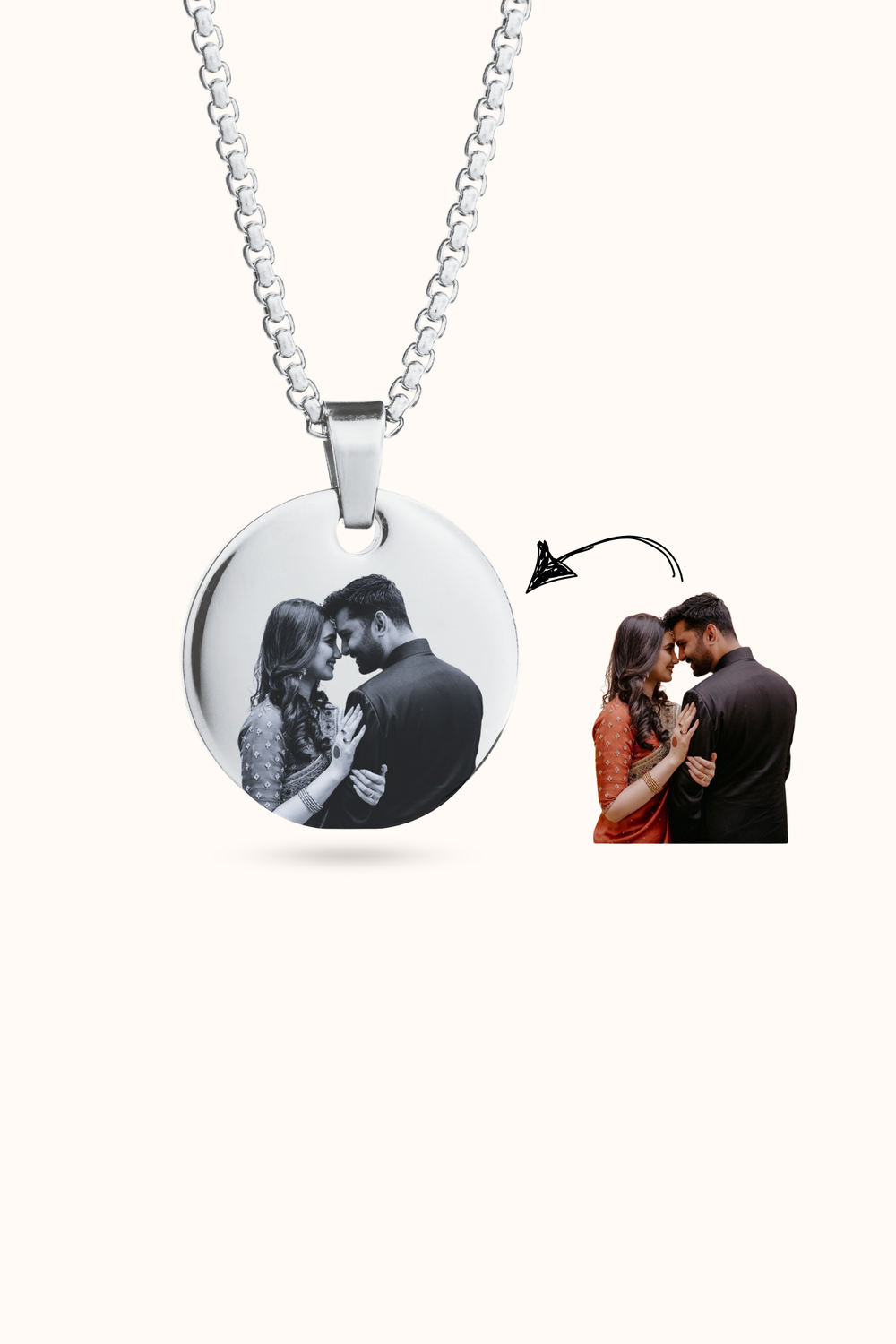 Silver Circle shape Photo Necklace