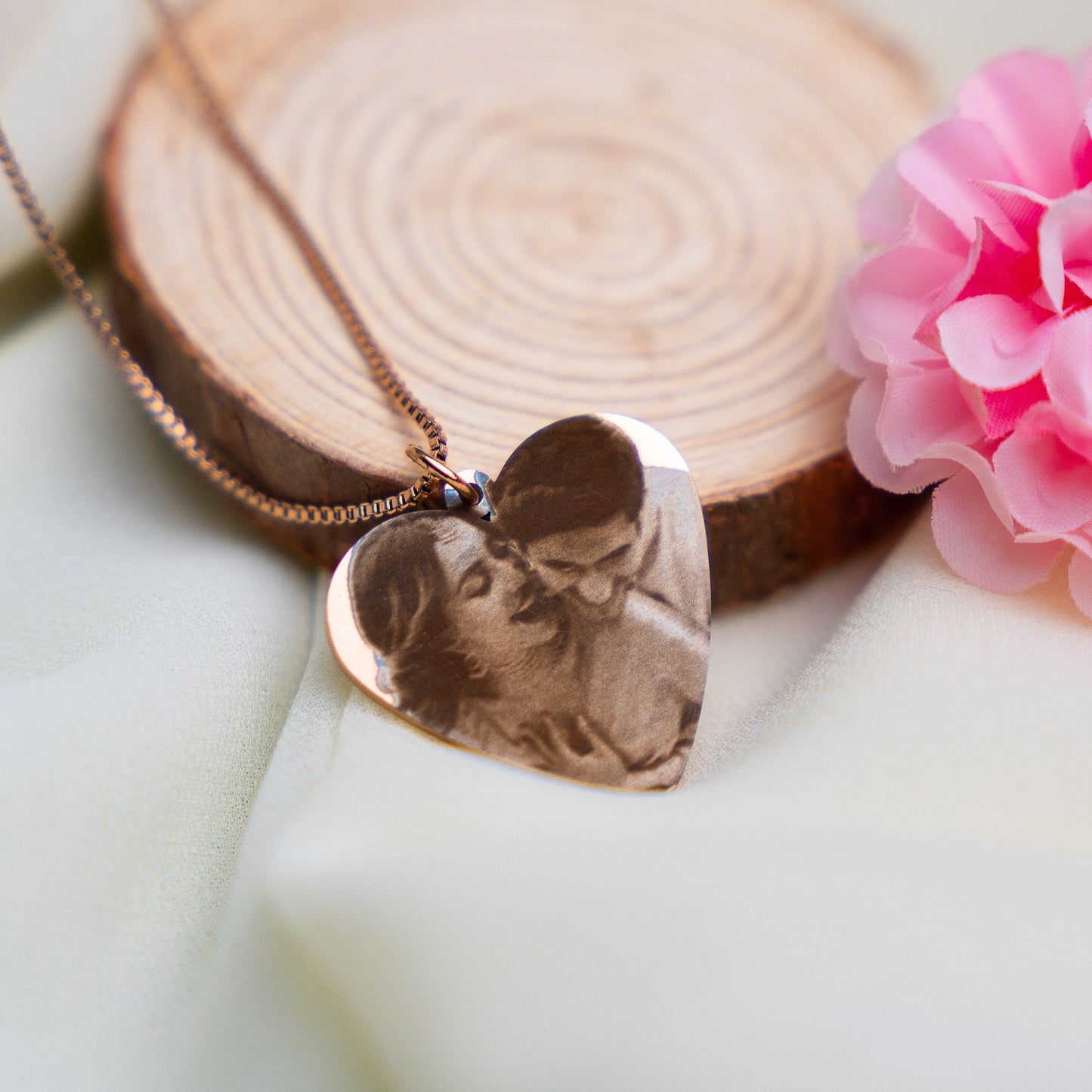 Silver Heart Photo Necklace